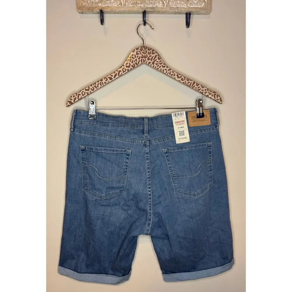 Signature by Levi Strauss Mid-Rise Bermuda Denim Shorts sz 14